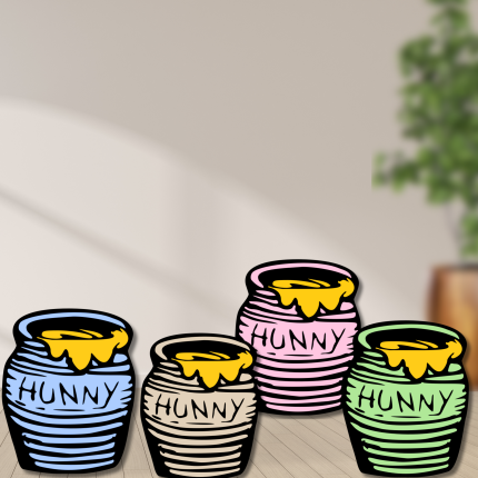 Cartoon-style Hunny Pot cutout, perfect for bear-themed baby showers, birthday parties, or nursery decor.