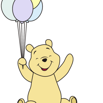 Winnie the Pooh holding balloons – baby shower party cutout decoration