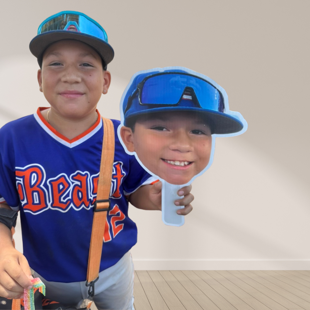 custom-big-head-with-handle-oxnard Custom 18 inch big head cutout with handle for youth sports and birthday parties