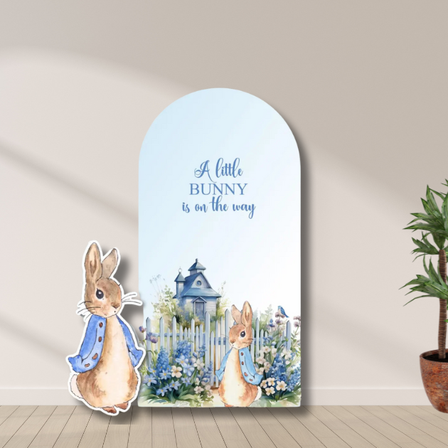 Storybook Bunny Baby Shower Arch Backdrop Storybook bunny baby shower arch backdrop with garden scene
