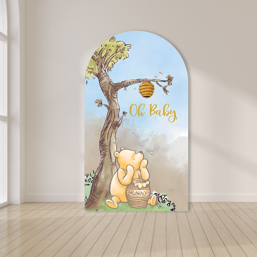 Winnie the Pooh Oh Baby Arch Backdrop Baby Shower Sign Winnie the Pooh Oh Baby arch backdrop baby shower sign with honey tree design for event decor in Oxnard Ventura County