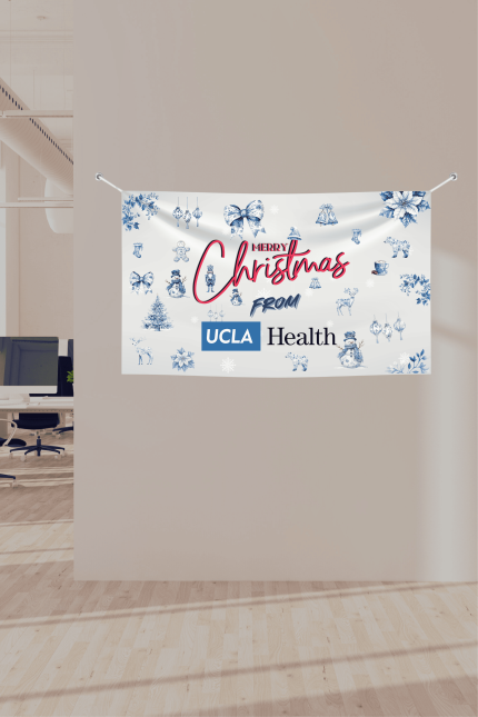 Custom Merry Christmas banner printed by The Event Printer for business or office holiday decor