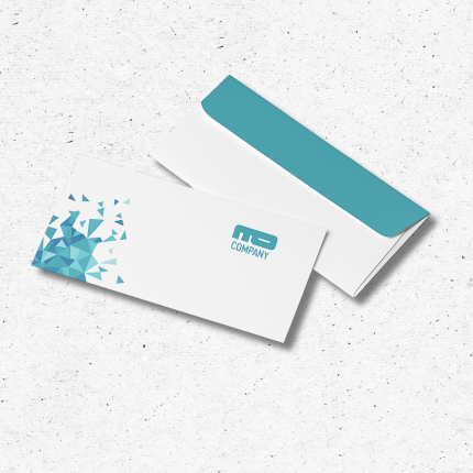 Custom business envelope with geometric design and company logo