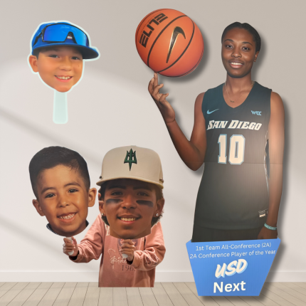 Custom sports big head cutouts and life-size athlete standees for basketball and baseball