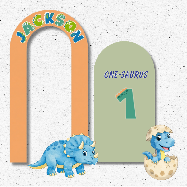 One Saurus Backdrop Dinosaur First Birthday Arch Set one saurus backdrop dinosaur first birthday arch panels with dino cutouts