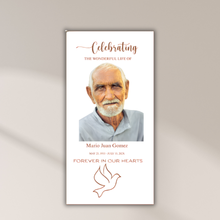 celebration of life poster with photo and dove memorial sign Oxnard Ventura Camarillo