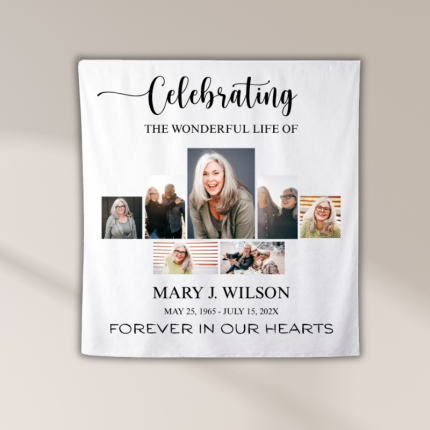 celebration of life banner 8x8 photo collage memorial backdrop Oxnard Ventura Camarillo