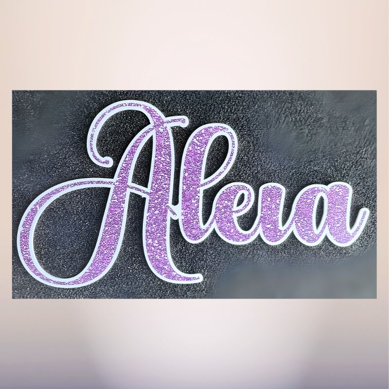 Custom Script Name Cutout – Event Decor custom name script cutout Aleva glitter lettering foam board sign Ventura