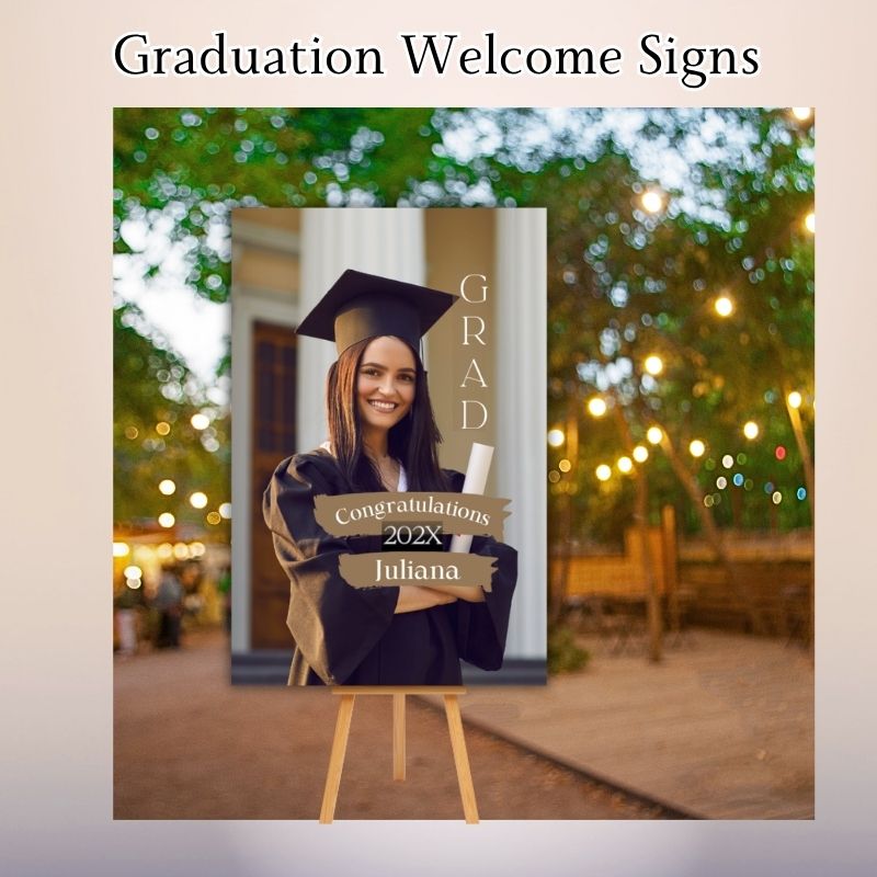 graduation welcome sign with custom photo and congratulatory message in Oxnard California