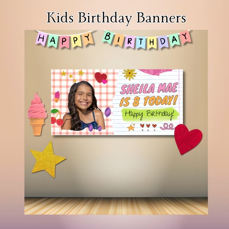 kids birthday banner with custom printed design for party decoration in Oxnard California