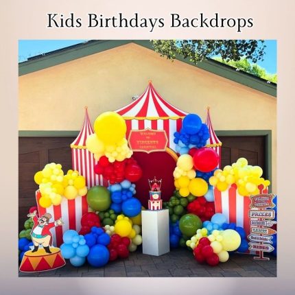 kids carnival birthday backdrop with circus tent design custom printed panels in Camarillo California