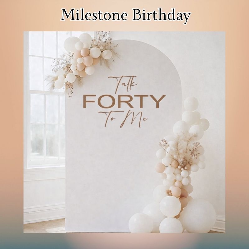 milestone birthday backdrop 40th celebration custom printed panel in Ventura California