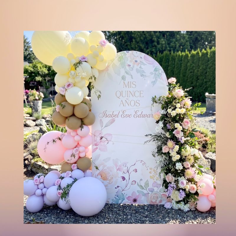quinceanera floral arch backdrop custom welcome sign Camarillo CA