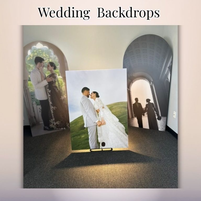 wedding backdrop with custom printed design for ceremony or reception display in Oxnard California