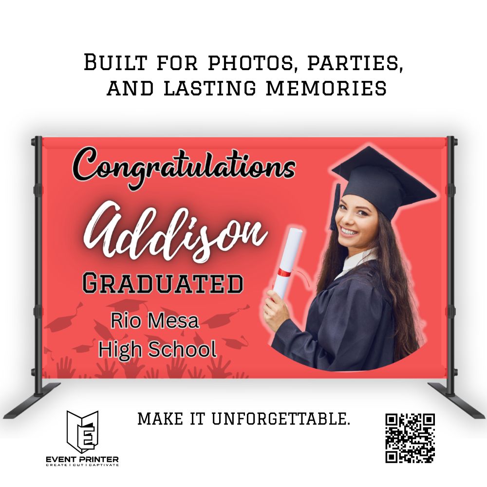 Graduation Backdrop Banner Custom graduation backdrop banner with graduate photo and school details