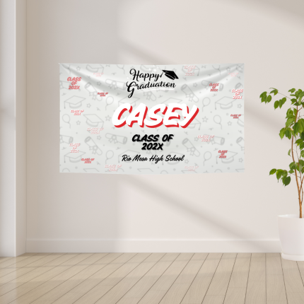 Custom graduation banner in Oxnard personalized with graduate name, class year, school name and school colors