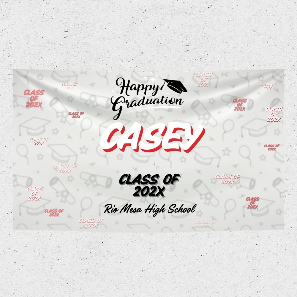 Graduation Party Banner Printed Oxnard_ Custom senior class graduation banner with graduation year and school details