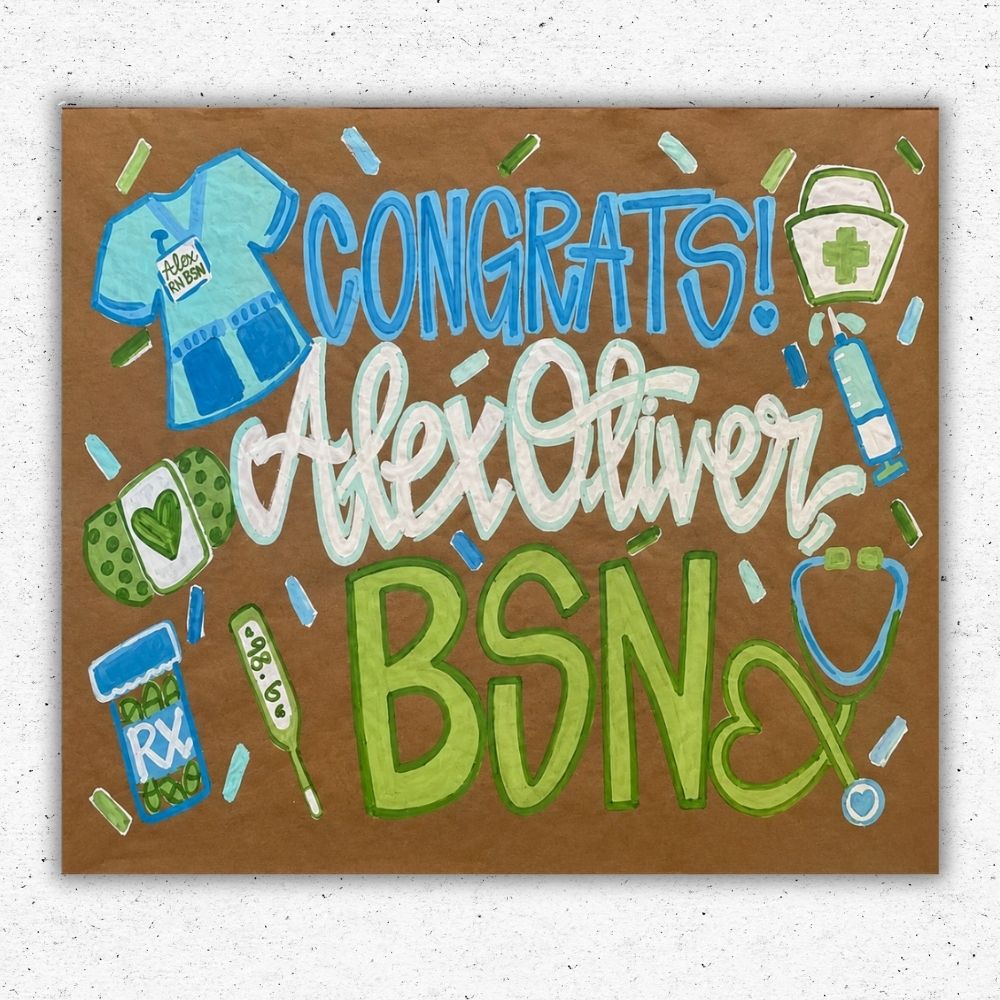 Nursing Graduation Banner Printed Oxnard_ Custom nursing school graduation banner with BSN graduation graphics