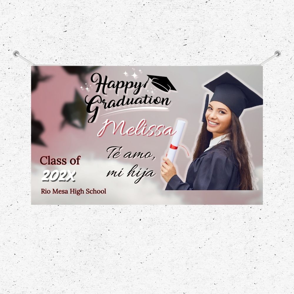 Personalized Graduation Party Banner Graduation Banner Printed Oxnard_1 Custom graduation party banner with graduate photo and graduation details