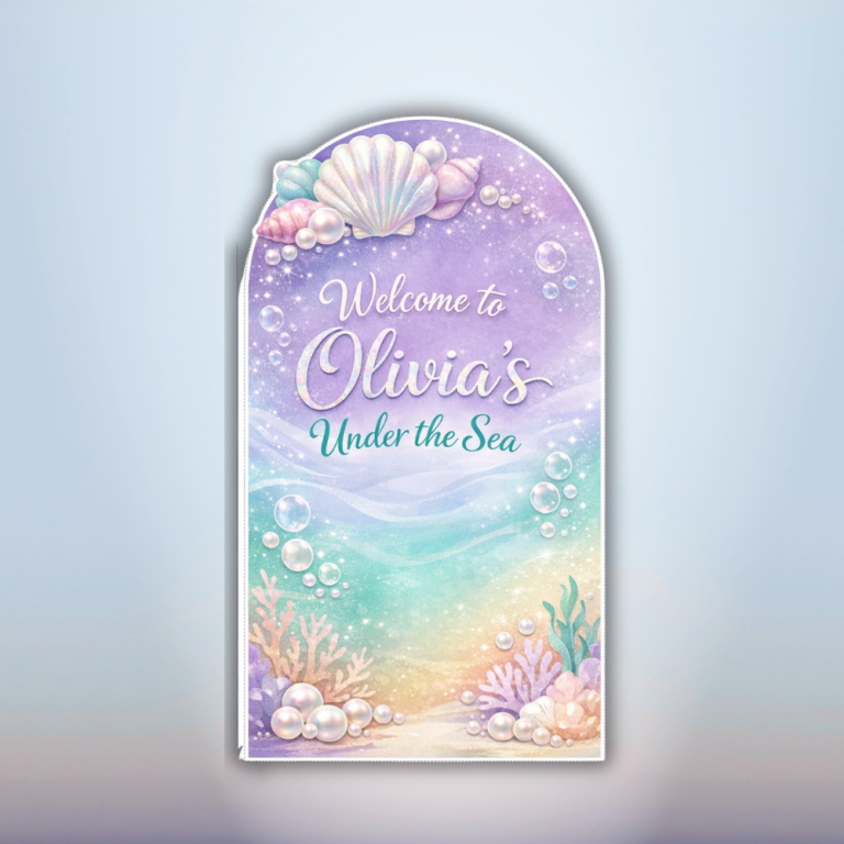 Under the Sea Birthday Backdrop with Ocean Theme, Coral Graphics and Arch Panel Display
