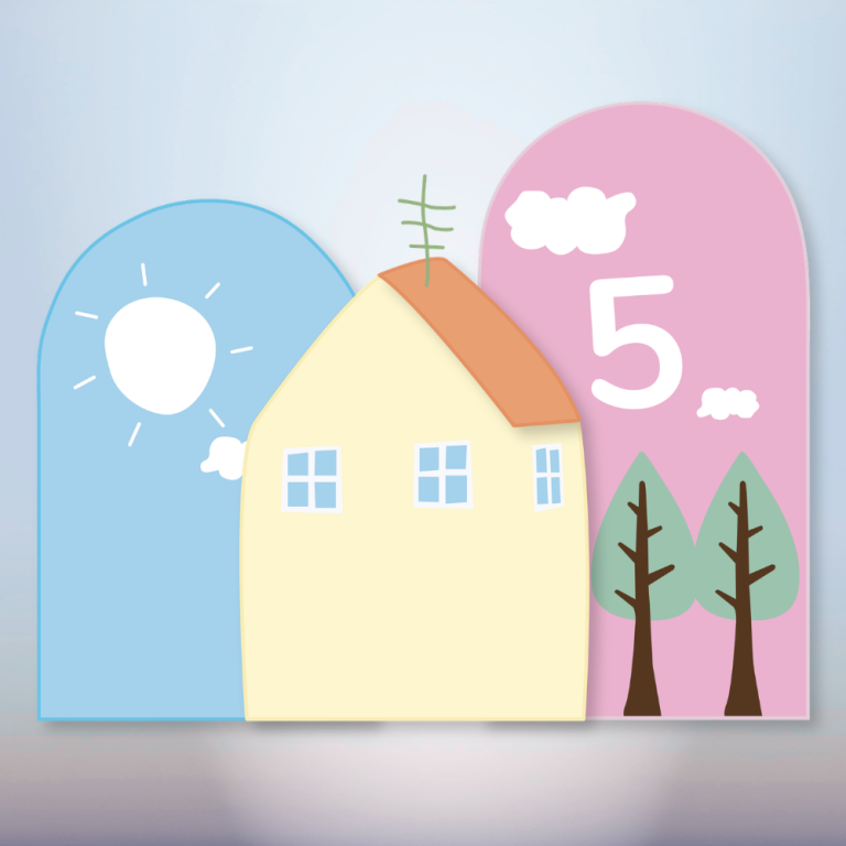 Whimsical Storybook Birthday Backdrop with House and Arch Panels