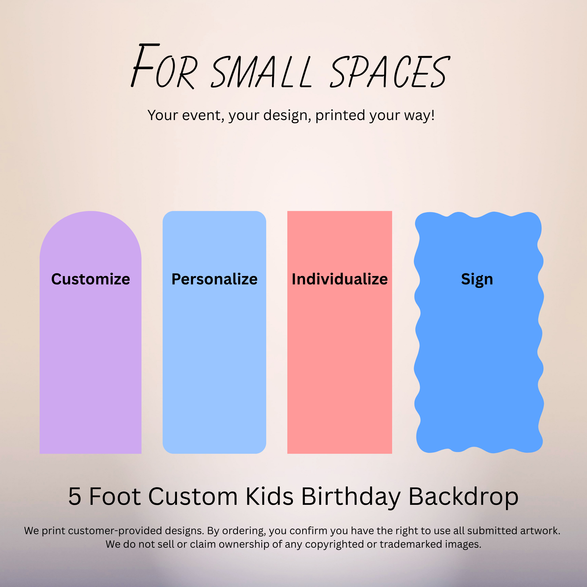 5 Foot Custom Kids Birthday Backdrop for small party spaces in Oxnard CA