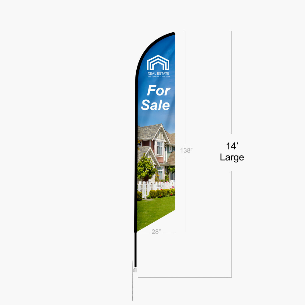 Custom Feather Angled Flag Banners In Oxnard Custom feather angled flag banner printed on polyester mesh in Oxnard CA