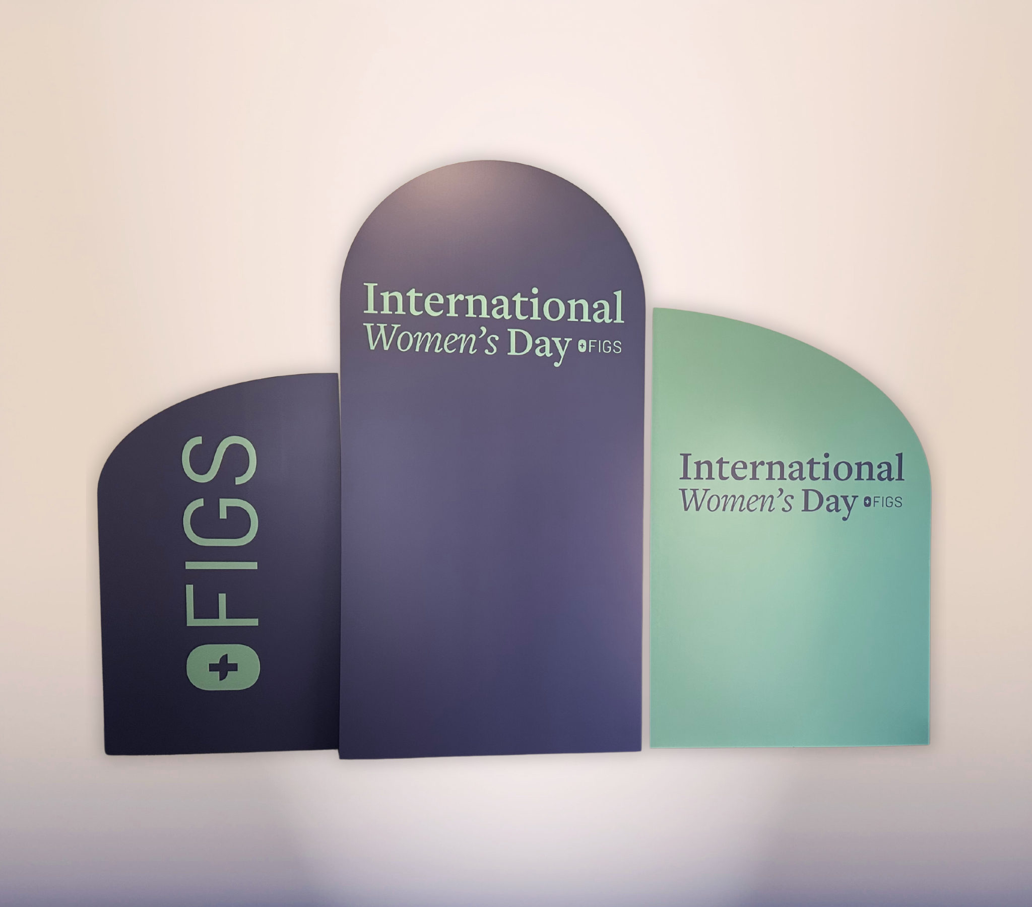 Special Event Backdrop Oxnard - Ventura Three-panel International Women’s Day corporate backdrop with custom FIGS branding