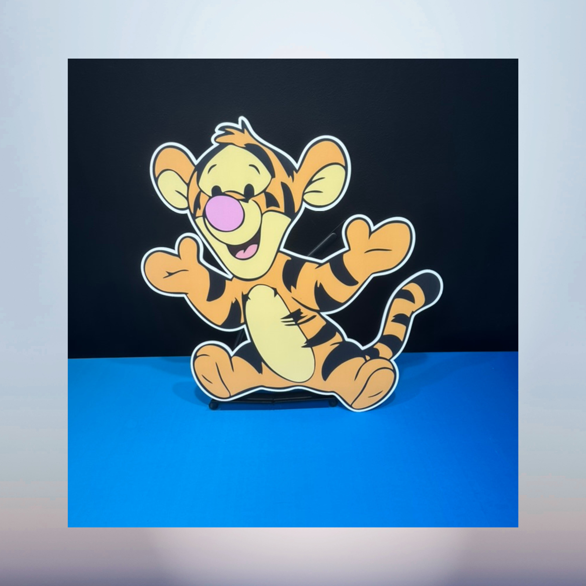 Smiling standing Tigger character cutout for a Winnie the Pooh baby shower