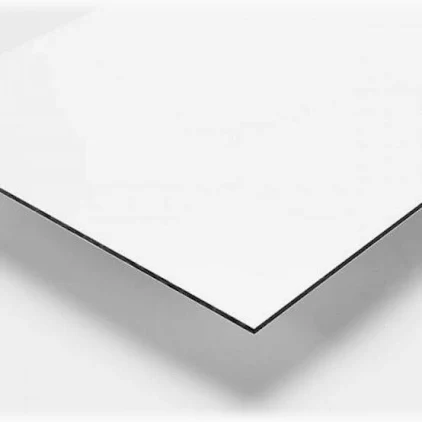 White-face black-core display board material showing white printable surface and black center core