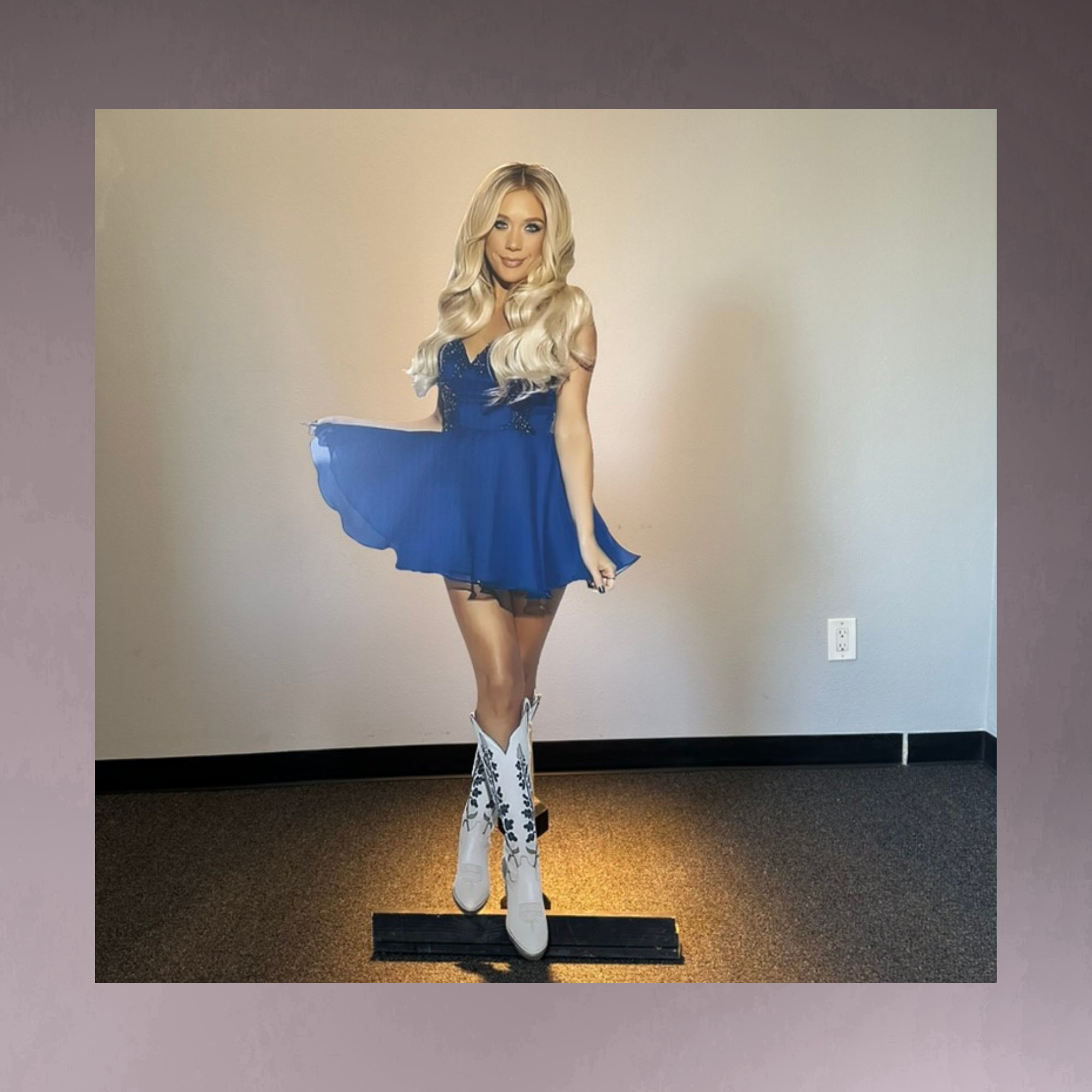 5-foot personalized life-size photo standee of a woman for an event display