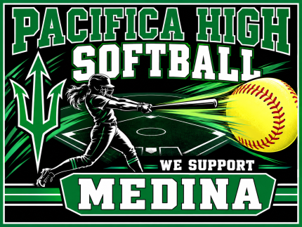 Pacifica High School Softball Yard Sign – Batter and Ball Design