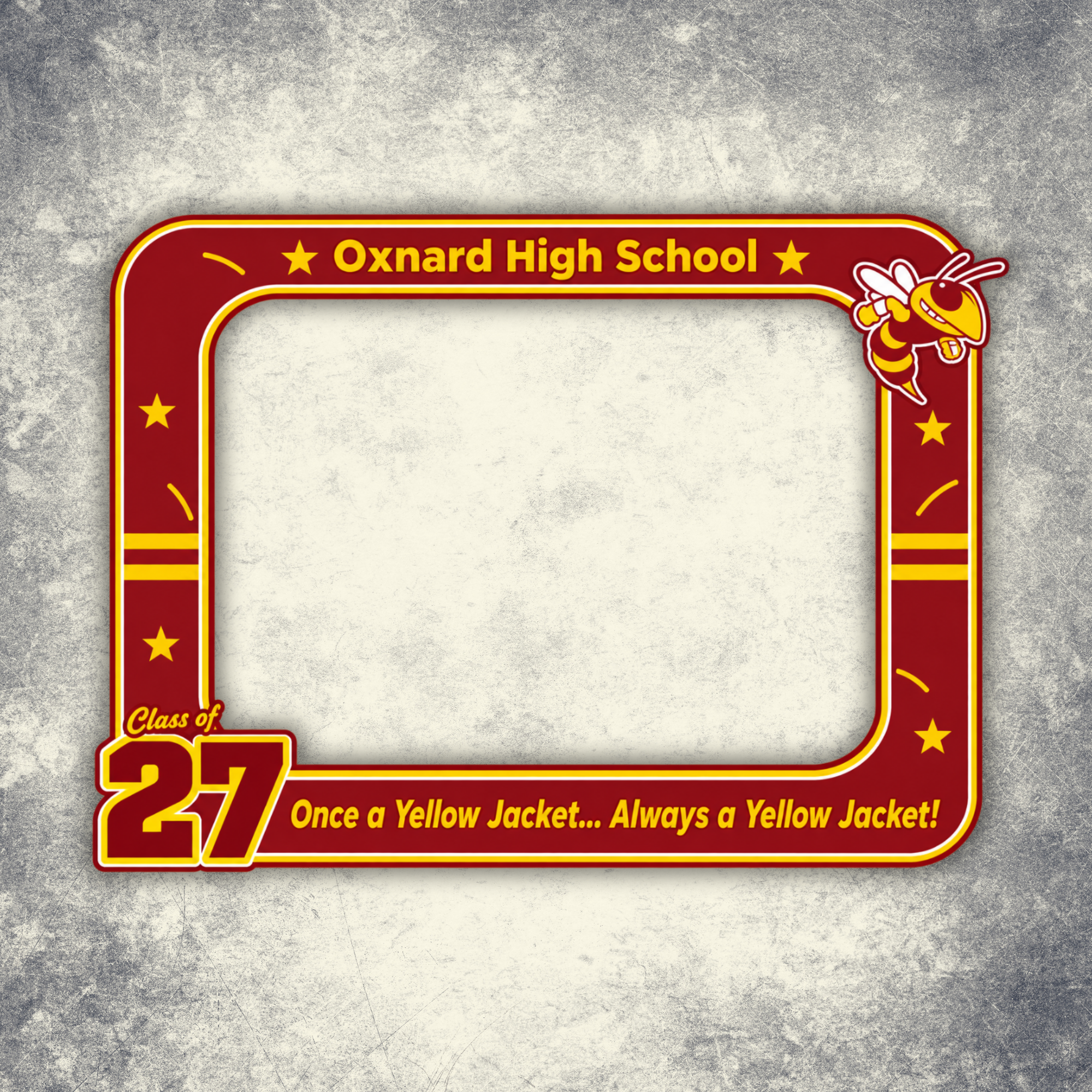 Oxnard High School 42 by 36 inch photo frame in cardinal and gold