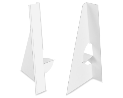 White cardboard easel backs shown from two angles