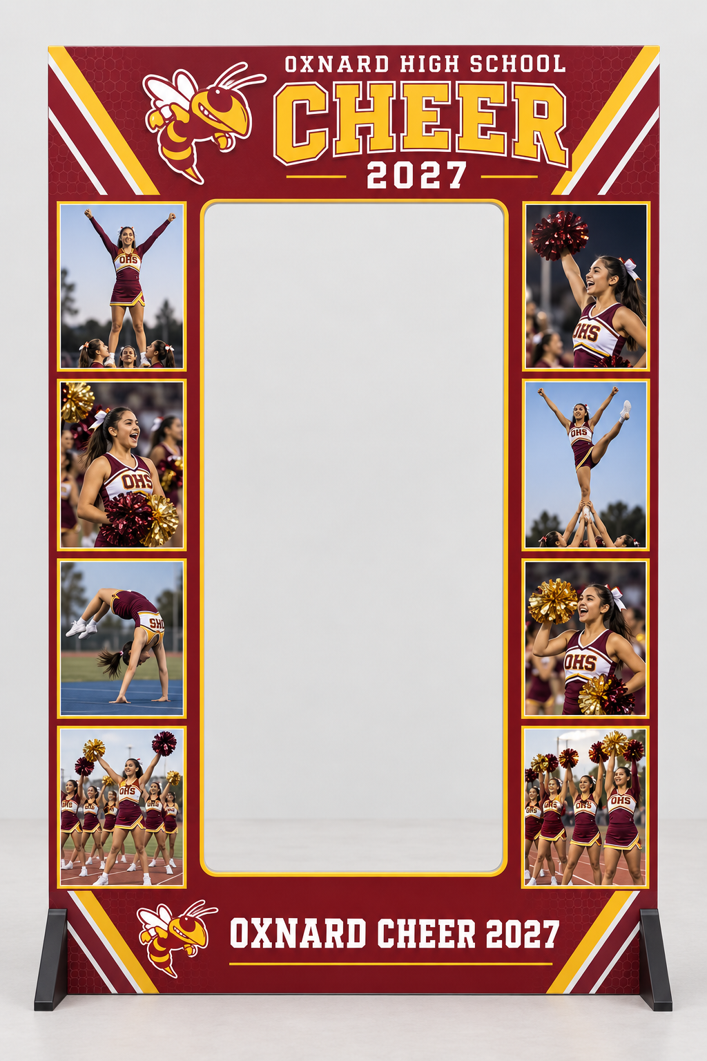 Oxnard High School cheer tall photo frame in cardinal and gold