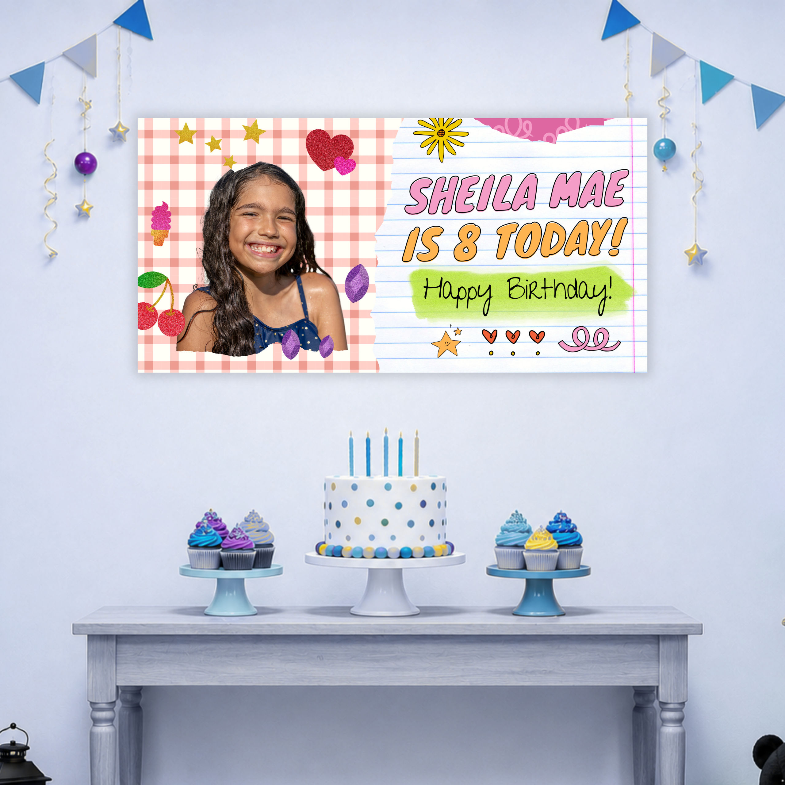 Personalized photo banner for a child's celebration